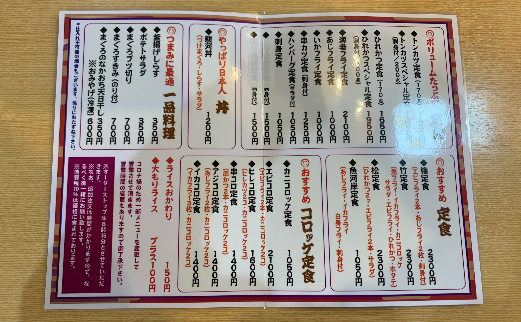 沼津 和食「弥次喜多」(Yajikita) メニュー